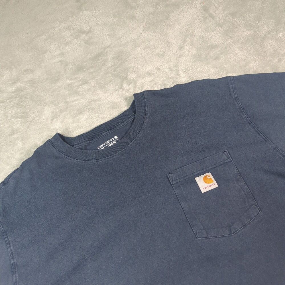 Carhartt Mens 2XL K87 Pocket T-Shirt Loose Fit Heavyweight Workwear Navy Blue